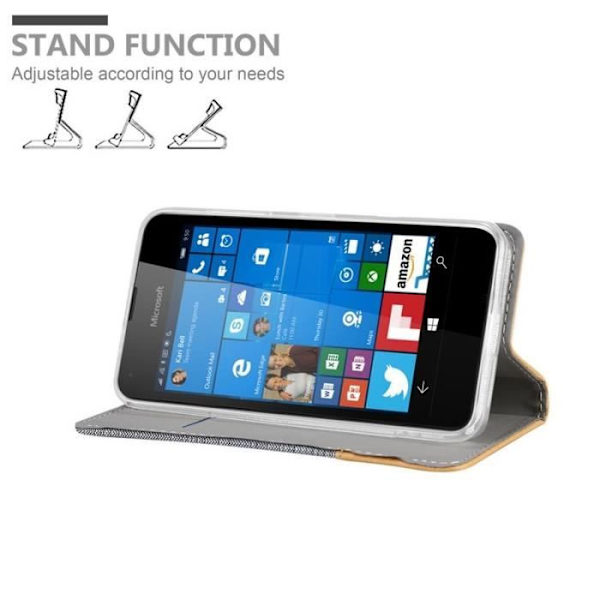 Plånboksfodral - CADORABO - Nokia Lumia 550 - Läderimitation - Horisontellt stativ - Kortplatser Grå