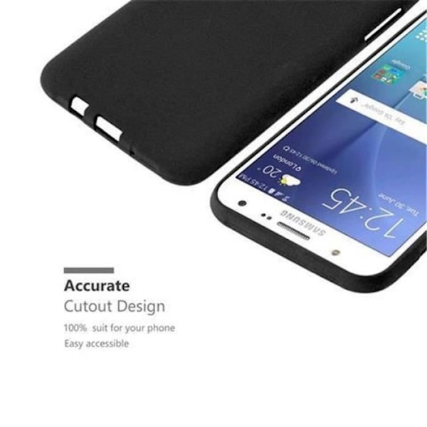Samsung Galaxy J7 2015 (5) Fodral i BLACK FROST av Cadorabo (FROST Design) Ultratunnt mjukt silikon TPU gelskydd med anti Svart