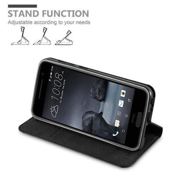 Fodral till HTC ONE A9 i NIGHT BLACK från Cadorabo (design med INVISIBLE MAGNETIC CLOSURE) Fullt skyddsfodral med flipskydd