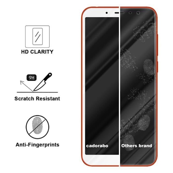Skärmskydd - CADORABO - MEIZU M6T - Härdat glas - Fullständigt skydd - Reptålig vit svart