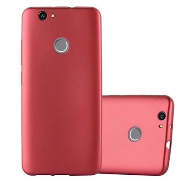 Huawei NOVA-fodral i METALLIC RED från Cadorabo (MATT METALLIC Design) Ultratunt mjukt silikon TPU-gelöverdrag med anti