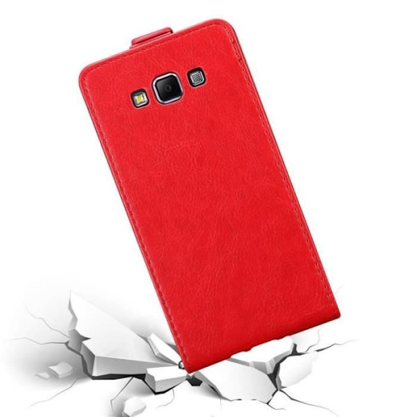 Flip-fodral - CADORABO - Samsung Galaxy A7 2015 - Röd konstläder - Magnetisk stängning - Fullständigt skydd Röd