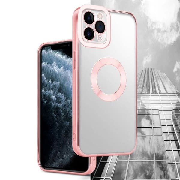 Transparent iPhone 11 PRO-fodral - Rosa Stötskydd Chrome Design Vit