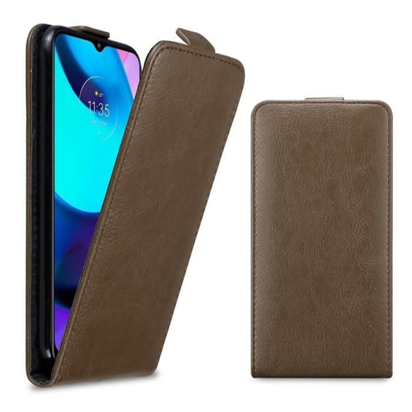 Etui för Motorola MOTO E20 / E30 / E40 Flip-fodral i MÖRK BRUN Skydd brun