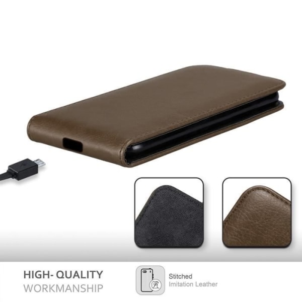 Coque - CADORABO - MOTO E20 / E30 / E40 - Syntetiskt läder Marron Café - Skydd Flip Magnetisk - Plånbok kaffe brunt