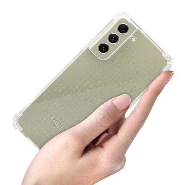 Transparent stötsäker silikonfodral för Samsung Galaxy S21 FE Vit