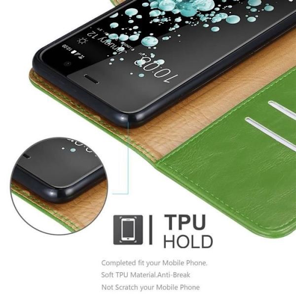 Housse - Cadorabo - HTC U PLAY - Grön Prè - Similicuir - Horisontell Ställning GRÖNT NÄRA
