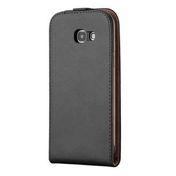 Cadorabo Flip Design Fodral för Samsung Galaxy A3 2017 (7) Etui Hölje av Syntetiskt Läder Slät SVART AV MATT