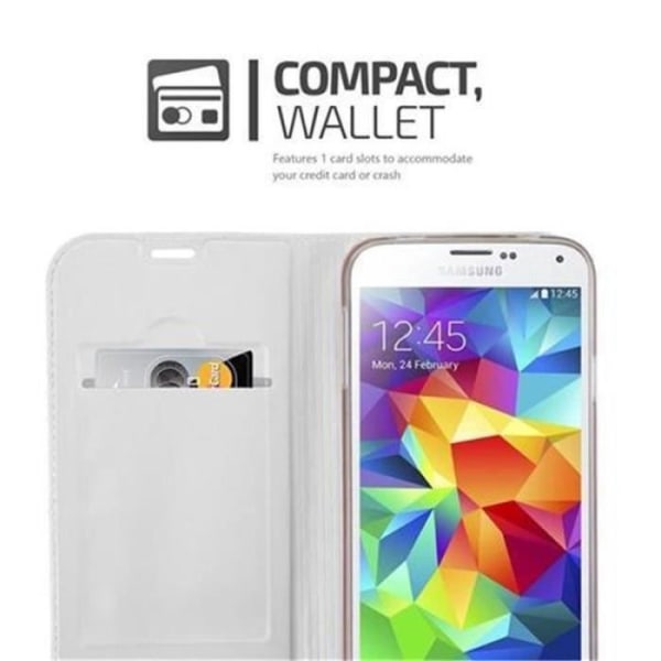 Samsung Galaxy S5 - S5 NEO Fodral i KLASSIGT SILVER från Cadorabo (METALLIC MATT Design) Helt skyddsfodral med flipflik