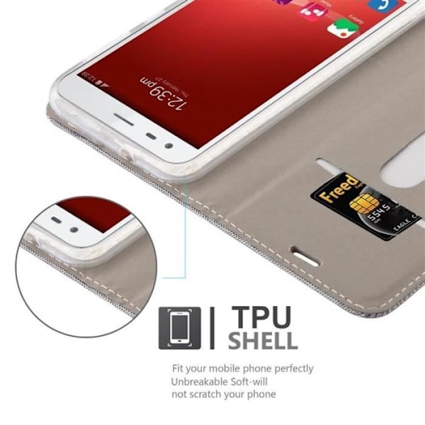ZTE BLADE S6 Fodral i LJUSGRÅ BRUN från Cadorabo (TYG-LÄDERDESIGN) Helt skyddsfodral med Flip Flip och