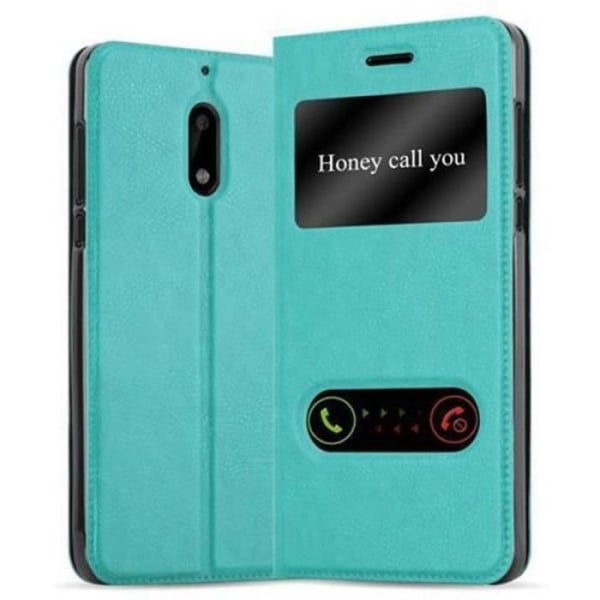 Nokia 6-fodral i MINT TURQUOISE från Cadorabo (Design VIEW) Helt skyddsfodral med flipskydd, horisontellt stativ och