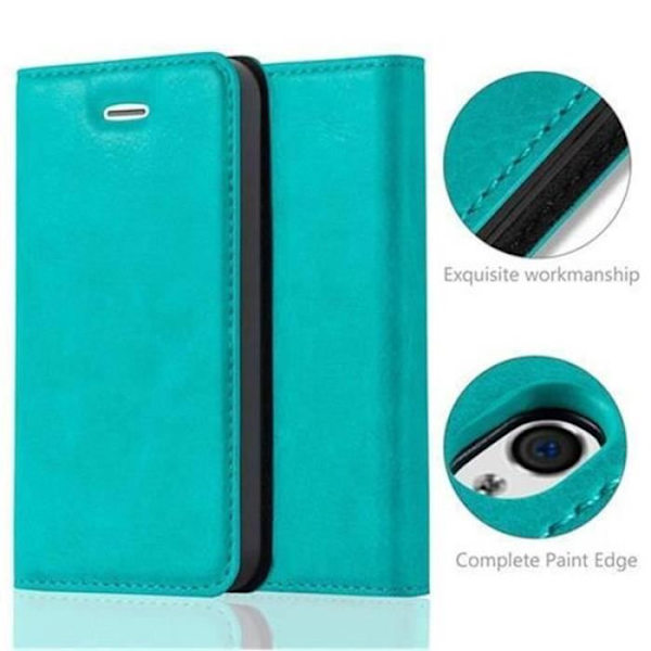 Cadorabo Apple iPhone 4 /4S Fodral BENSIN TURKOS OVISBAR MAGNETISK STÄNGNING Fodral Fodral Stöder Stand Card Slot