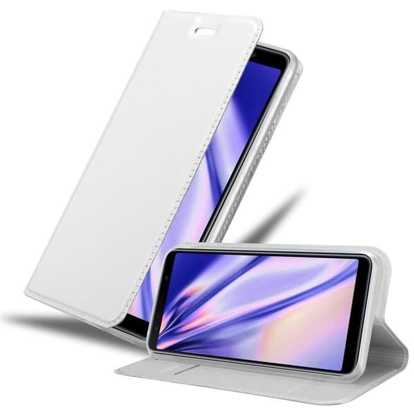 Flipfodral för Samsung Galaxy A7 2018 Klassisk Silver Plånbok Stötsäker Grå