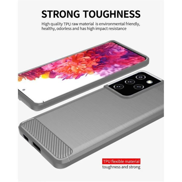 Coque - CADORABO - Samsung Galaxy S21 ULTRA - Silikon TPU - Kolfiberdesign - Stötskydd Grå