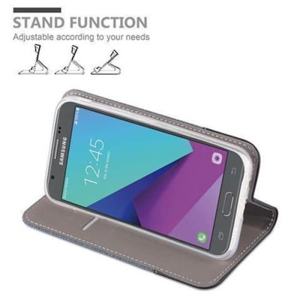 Samsung Galaxy J5 2017 (7) US Version Fodral i MÖRKBLÅ SVART från Cadorabo (TYG-LÄDERDESIGN) Fodral med fullständigt skydd Mörkblå