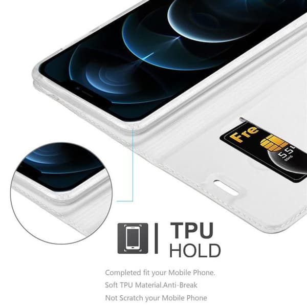 Flipfodral för iPhone 12 / 12 PRO Etui i KLASSISK SILVER Plånbok Stötsäker Grå
