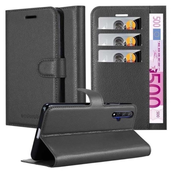 Coque - CADORABO - Honor 20 / 20S / Huawei NOVA 5T - Syntetiskt läder - Magnetstängning - Ställfunktion KOLSVART