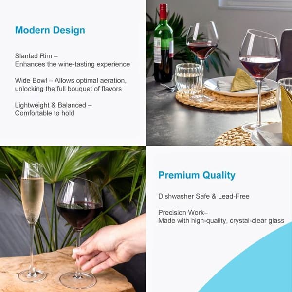 Set med 2 röda vinglas 470 ml - modern kant, diskmaskinssäker Vit