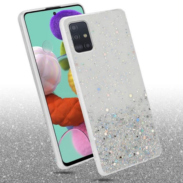 Fodral för Samsung Galaxy A51 5G i Transparent med glitter Cadorabo-skal Flexibelt TPU-silikonskydd