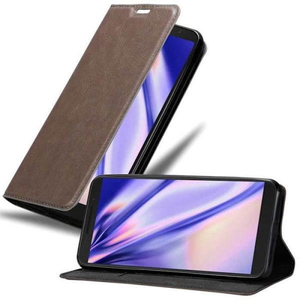 Coque plånbok - CADORABO - Alcatel 3L 2019 - Syntetläder brun - Magnetisk stängning - Ställfunktion kastanj