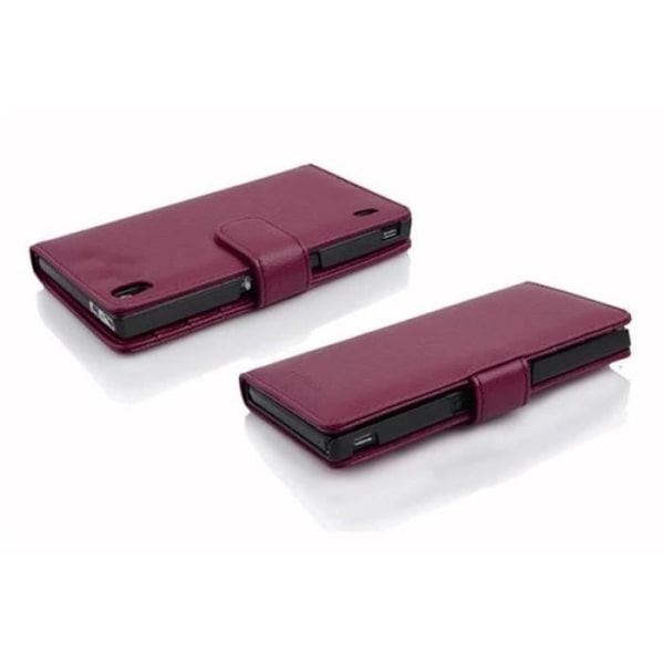 Etui Housse - CADORABO - Huawei ASCEND P7 - Plånbok - Syntetläder - Röd orkidé violetta Orkidévioler