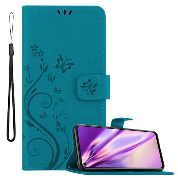 Fodral - CADORABO - Honor 20 / 20S / Huawei NOVA 5T - Imiterat läder - Blommigt - Stativfunktion Blå blommig