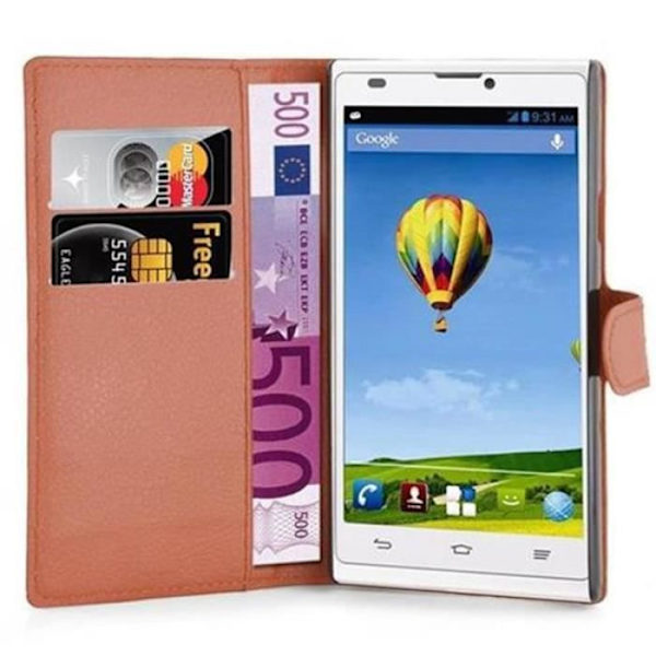 ZTE BLADE L2 Fodral i HAZEL BROWN från Cadorabo Full Skyddsfodral med Flip Flip och praktiskt horisontellt stativ i