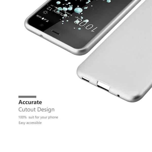 Cadorabo Fodral fungerar med HTC U PLAY i METALLISKT SILVER - Stötsäkert och reptåligt TPU silikonskydd - Ultratunt