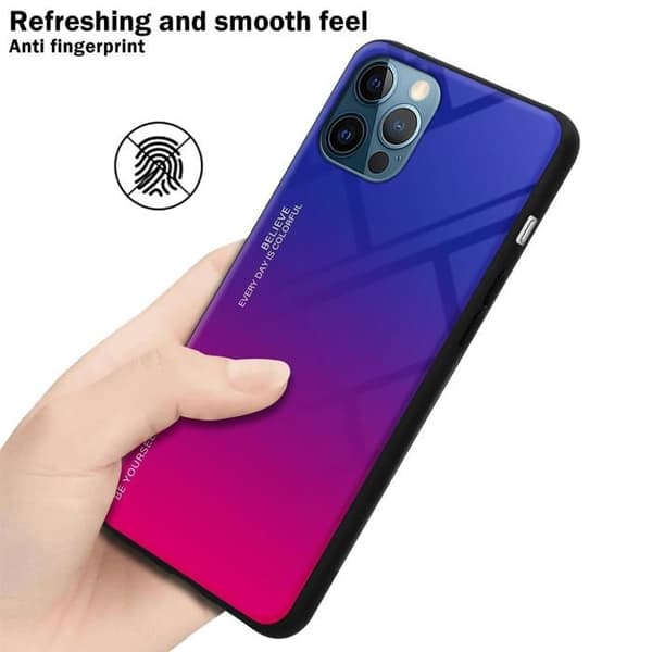 iPhone 12 PRO MAX Fodral i VIOLETT - RÖD Stötsäker Bicolor Design Svart