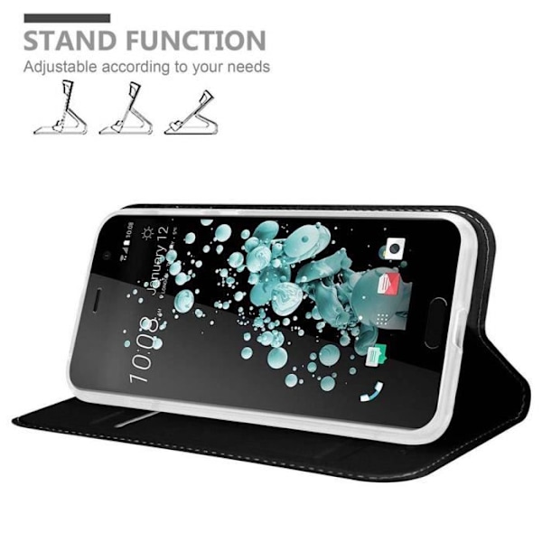 Coque - CADORABO - HTC U PLAY - Klassisk och modern - Magnetisk stängning - Ställfunktion Svart