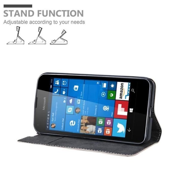 Coque plånbok - CADORABO - Nokia Lumia 550 - Syntetiskt läder - Magnetisk stängning - Kortfack Svart