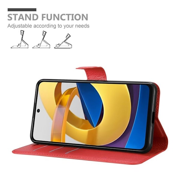 Coque för Xiaomi POCO M4 PRO 5G Fodral i KIRSCHROTT Fodral Skydd med magnetisk stängning Plånbok Röd