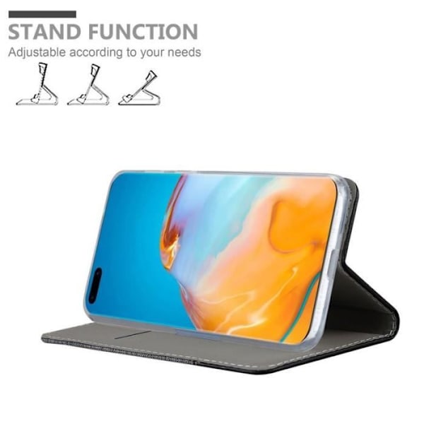 Plånboksfodral - CADORABO - Huawei P40 PRO - Imiterat läder - Tygdesign - Magnetisk stängning Svart