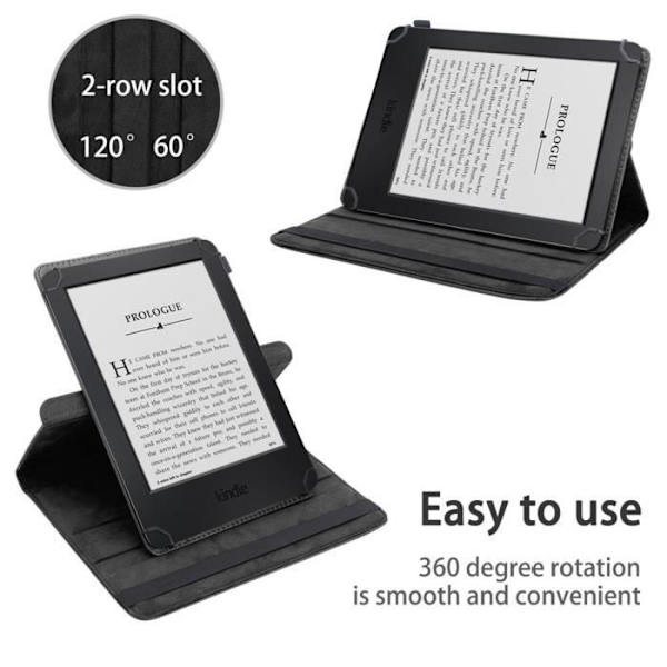 Skyddsfodral - CADORABO - Kindle Voyage 2014 - Syntetiskt läder - Svart - 360° rotation SVART