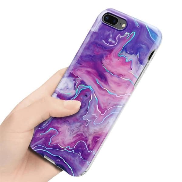 Skal för iPhone 7 PLUS / 7S PLUS / 8 PLUS i Lila Rosa Marmor Nr. 19 Skyddsetui Violett