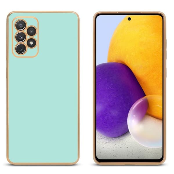 Skydd för Samsung Galaxy A72 4G / 5G Glansig Mintgrön - Guld med skydd för kamera Grön