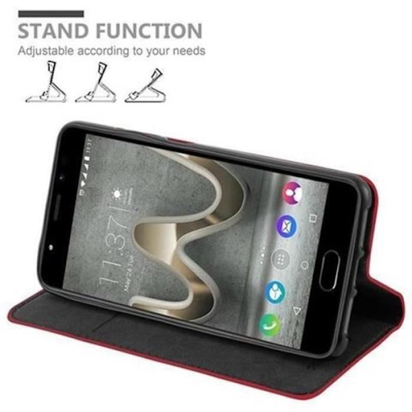 Wiko U FEEL PRIME Fodral i APPLE RED från Cadorabo (INVISIBLE MAGNETIC CLOSURE Design) Helt skyddsfodral med