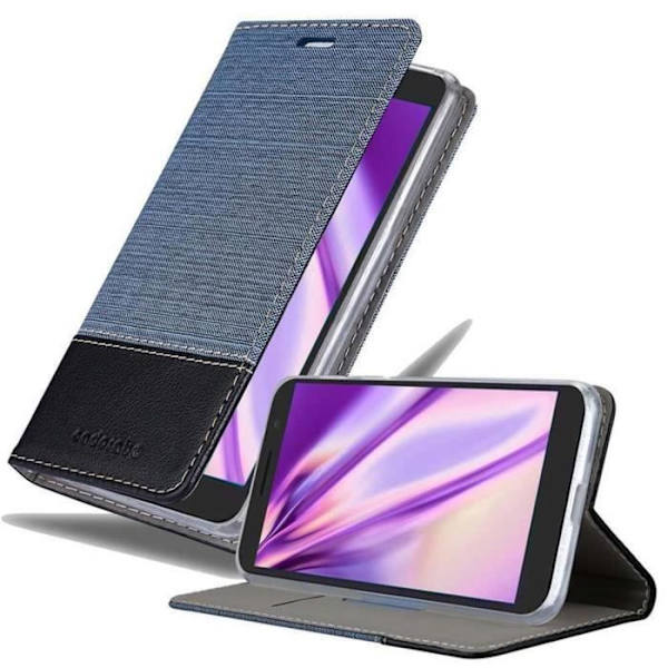Coque - CADORABO - Alcatel 3 - Mörkblå Svart - Syntetiskt läder - Magnetisk stängning mörkblå svart