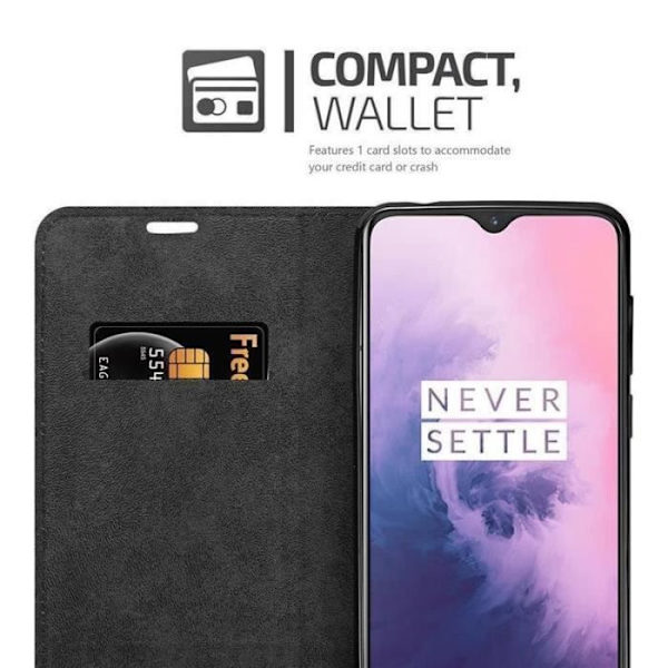 Plånboksfodral - CADORABO - OnePlus 6T - Läderimitation - Röd - Osynlig magnetisk stängning Röd