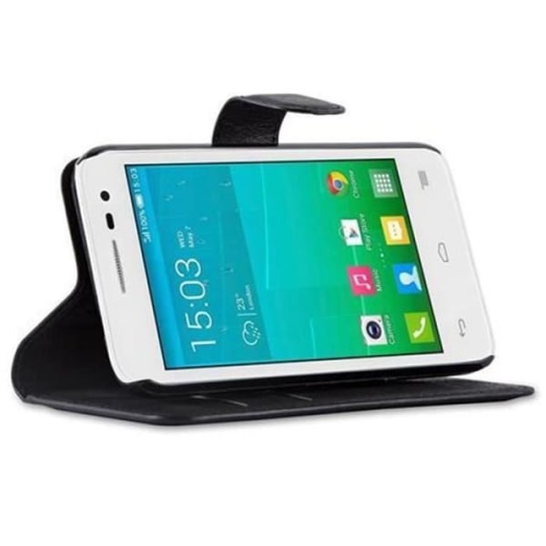Cadorabo Fodral Alcatel ONE Touch S3 SVART Fodral Helt skydd Skydd Magnetlås stöder kortplats för stativ