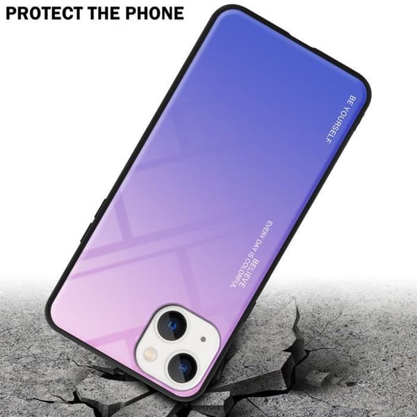 iPhone 14 PLUS Fodral i ROSA - BLÅ Stötsäker Bicolor Design Svart