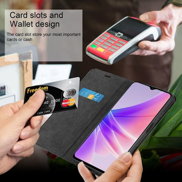 Fodral till Oppo FIND X2 NEO Fodral i NIGHT BLACK Fodral Skyddsplånbok Svart