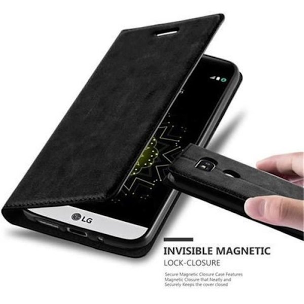 Cadorabo LG G5 Fodral NATTSVART Osynlig magnetisk STÄNGNING Fodral Fodral stöder stativ och kortplats