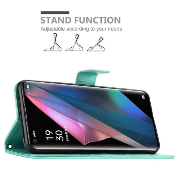 Fodral till Oppo FIND X3 PRO Fodral i TURKOS BLOMMA Fodral Fodral Skydd Blommig plånbok Blommig turkos