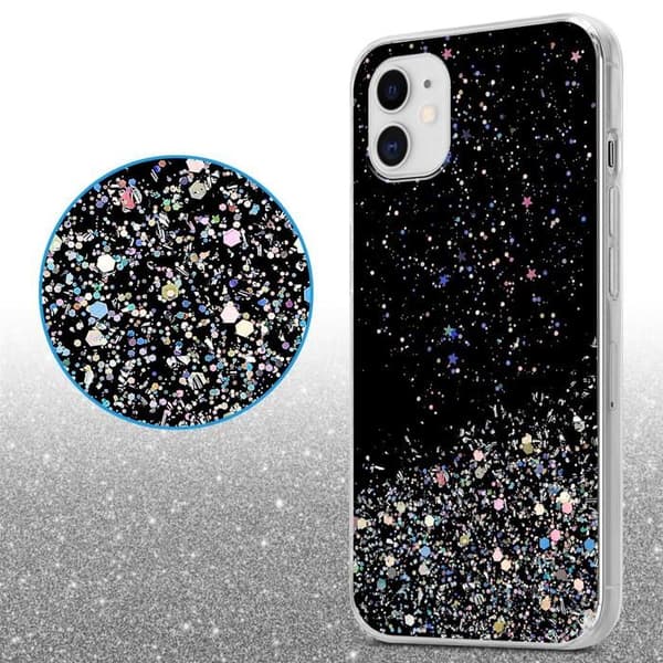iPhone 11 PRO Svart Skal med Glitter Skydd Glittrande Design Svart