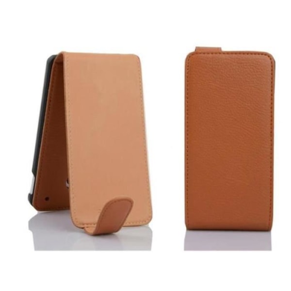 Cadorabo Sony Xperia M2 DESIGN FLIP-stil Fodral Skal i konstläder Struktur HAZEL BRUN