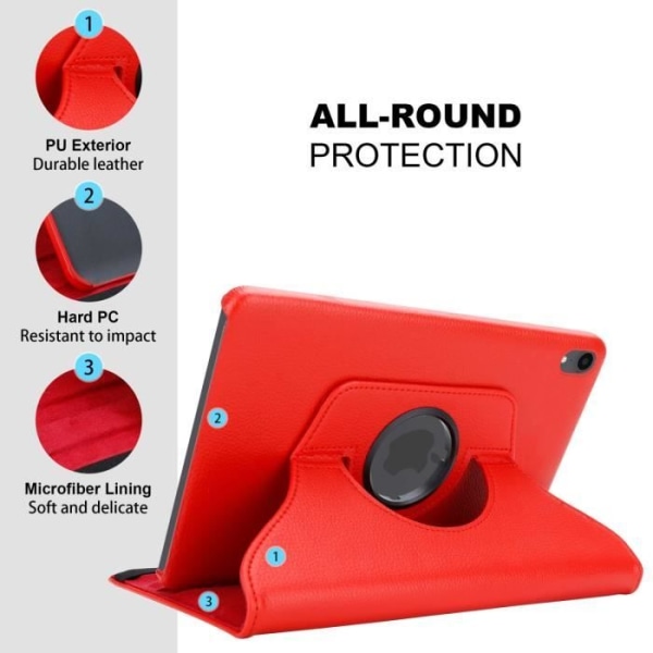 Hölster - Cadorabo - Fodral för Apple iPad MINI 6 - Röd Pavo - 360° skydd - Inbyggt stöd VALMMU RÖD