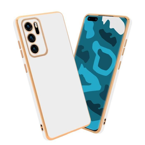 Skyddsfodral - CADORABO - Huawei P40 - Silikon TPU - Kameraskydd - Glansigt design Vitt guld
