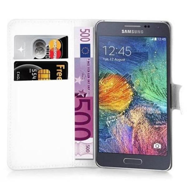 Cadorabo Fodral Samsung Galaxy A7 2015 WHITE Fodral Fodral Fullt skydd Magnetisk Stöder Stand Card Slot