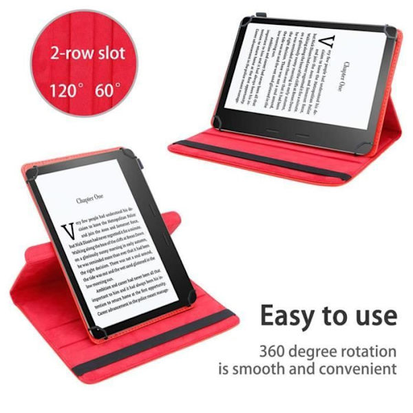 Skyddsöverdrag - CADORABO - Kindle Oasis 2016 - Läderimitation - Röd - 360° rotation Röd